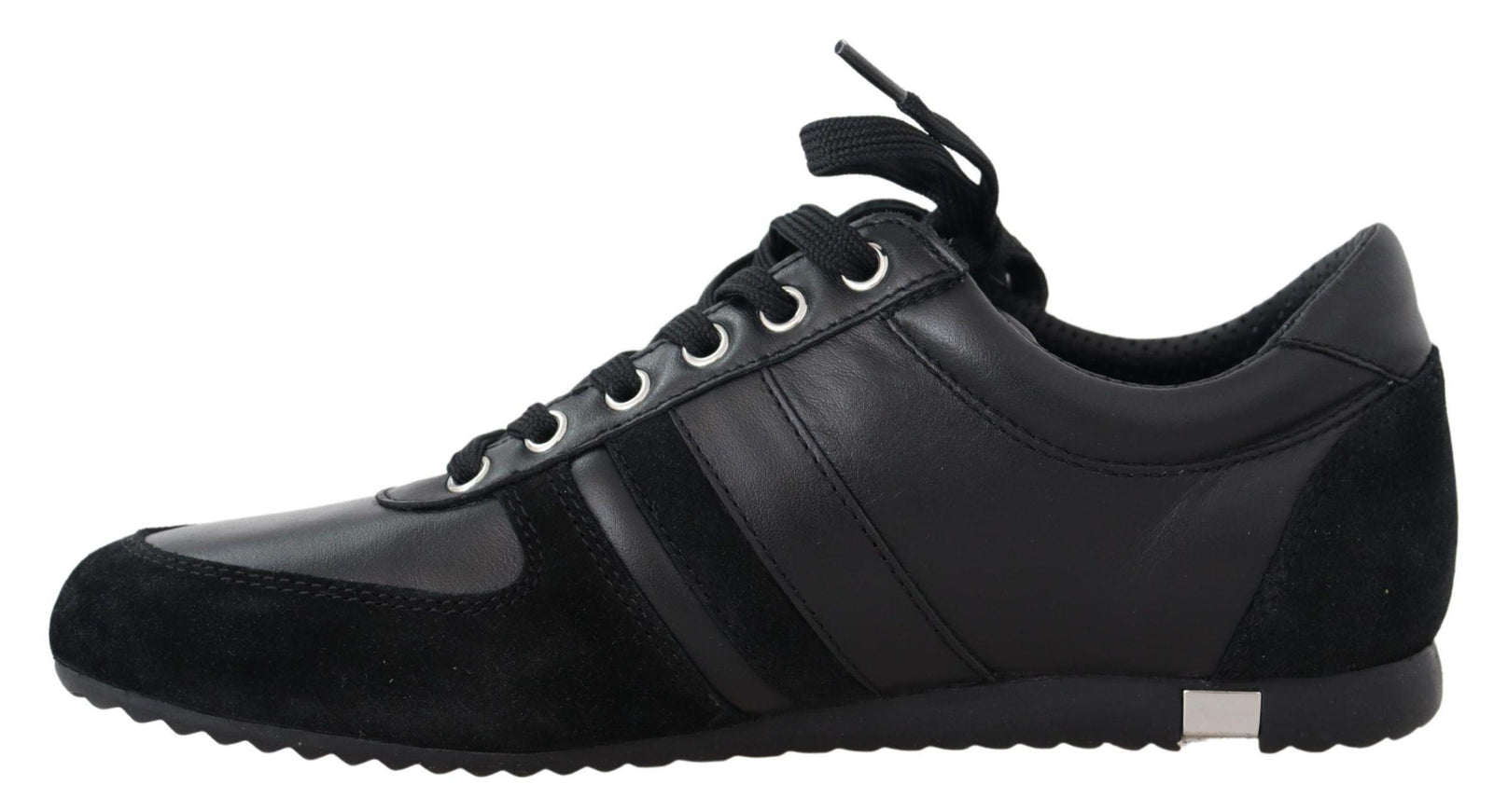 Dolce & Gabbana Black Logo Leather Casual Sneakers Shoes - Ellie Belle