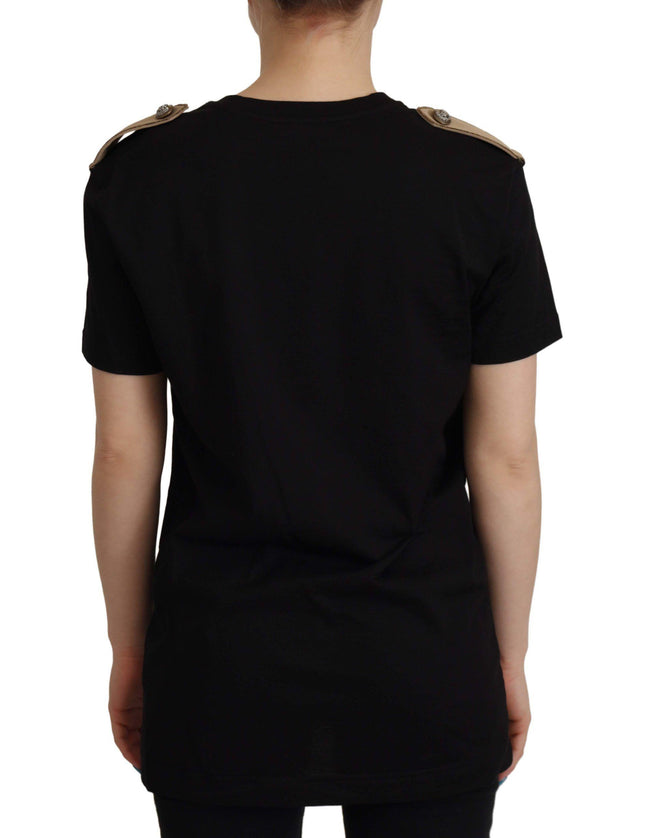 Dolce & Gabbana Black Logo Motive Crewneck Cotton T-shirt - Ellie Belle
