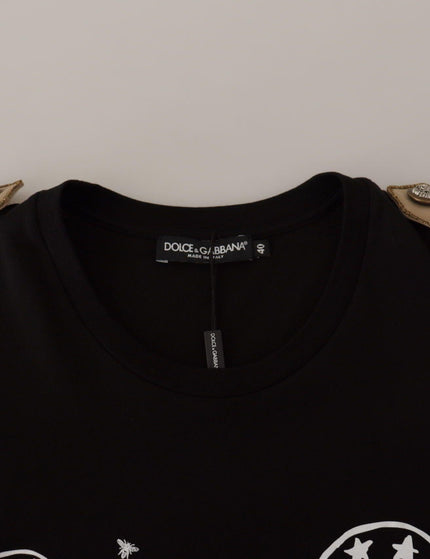 Dolce & Gabbana Black Logo Motive Crewneck Cotton T-shirt - Ellie Belle