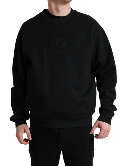 Dolce & Gabbana Black Logo Patch Crew Neck Pullover Sweater - Ellie Belle