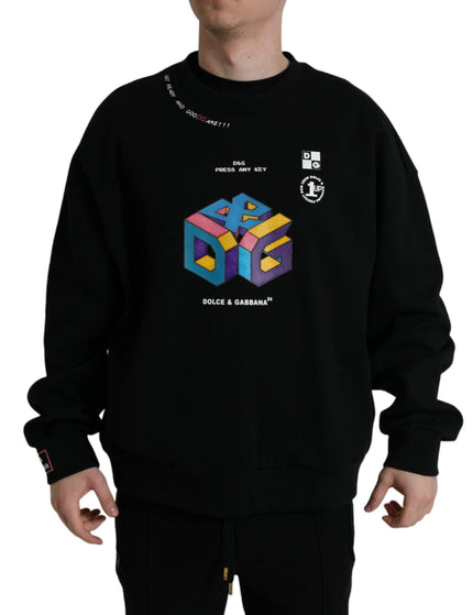 Dolce & Gabbana Black Logo Print Crew Neck Pullover Sweater - Ellie Belle