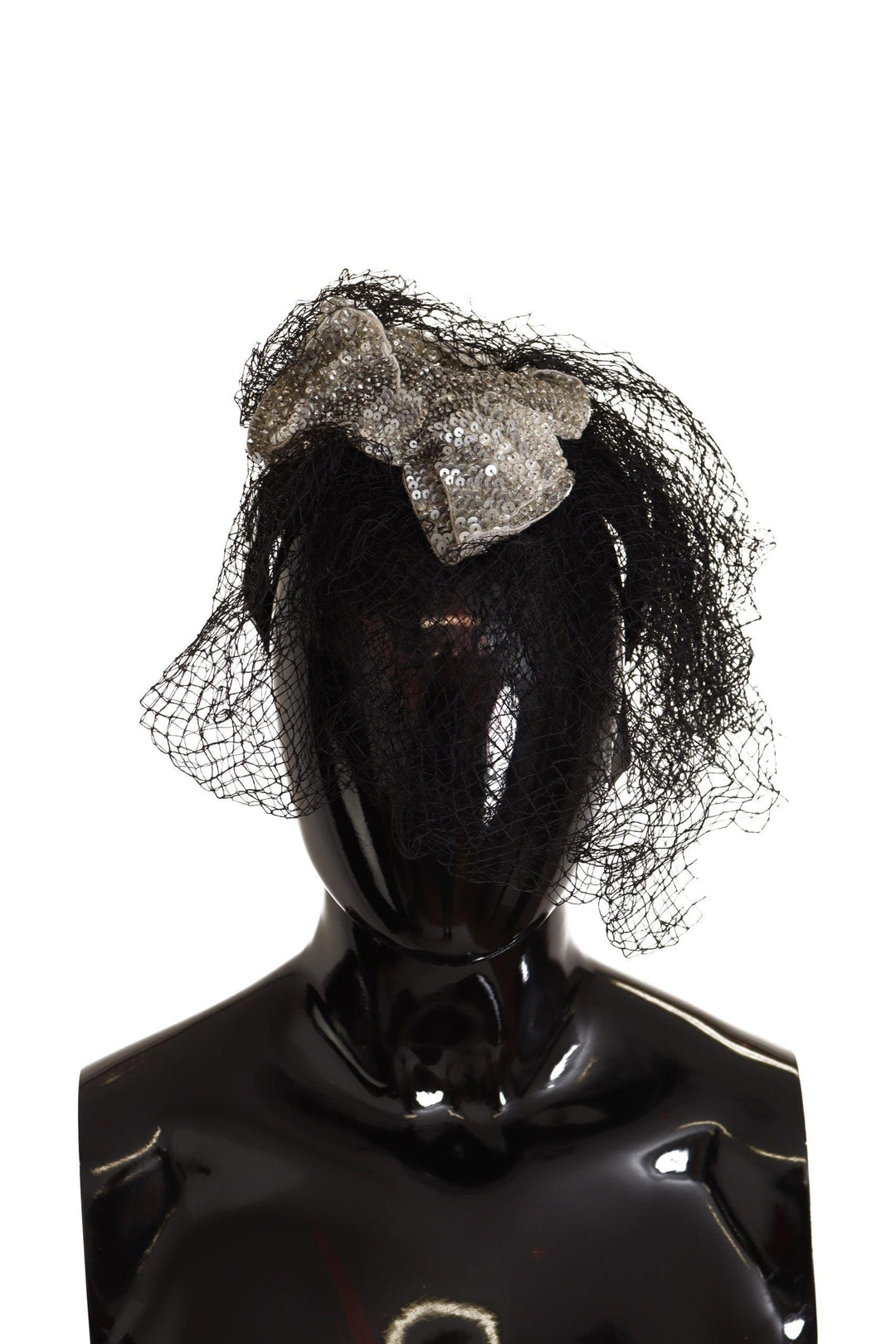 Dolce & Gabbana Black Logo Sequined Fascinator Diadem Headband - Ellie Belle