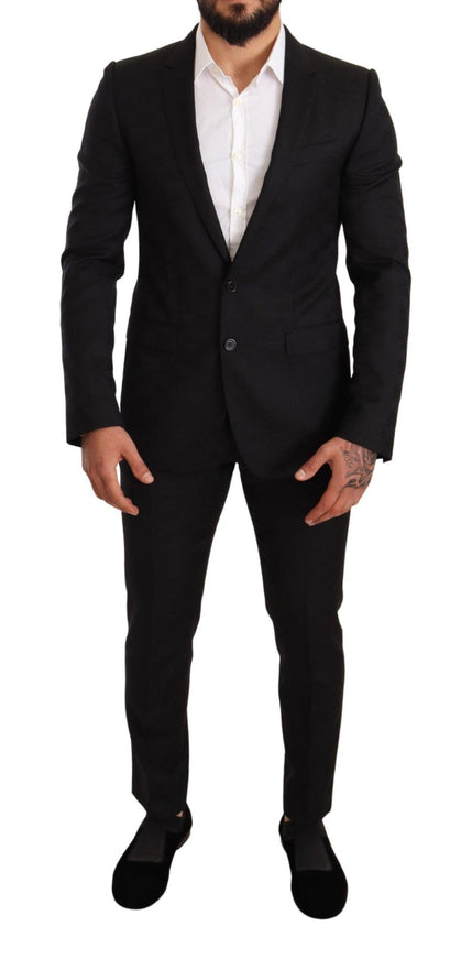 Dolce & Gabbana Black Logo Wool Slim Fit 2 Piece MARTINI Suit - Ellie Belle