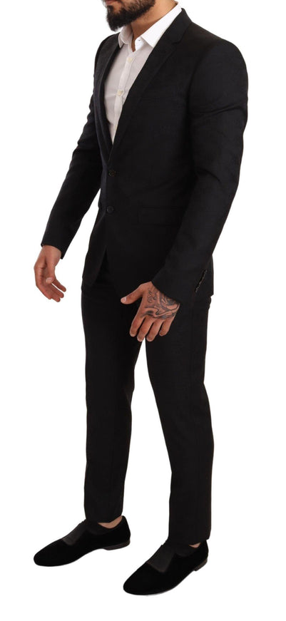 Dolce & Gabbana Black Logo Wool Slim Fit 2 Piece MARTINI Suit - Ellie Belle