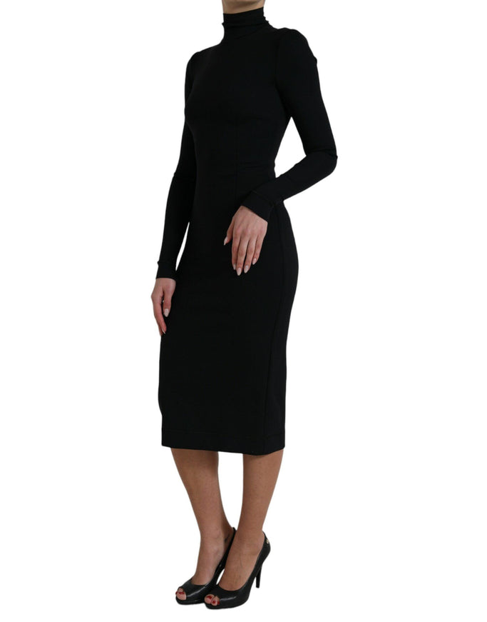 Dolce & Gabbana Black Long Sleeve Turtleneck Bodycon Dress - Ellie Belle