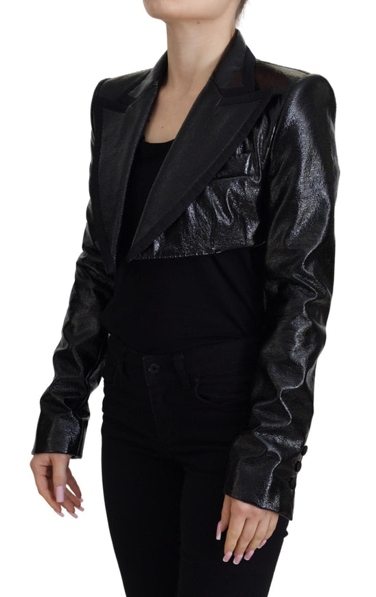 Dolce & Gabbana Black Long Sleeves Crop Blazer Cotton Jacket - Ellie Belle