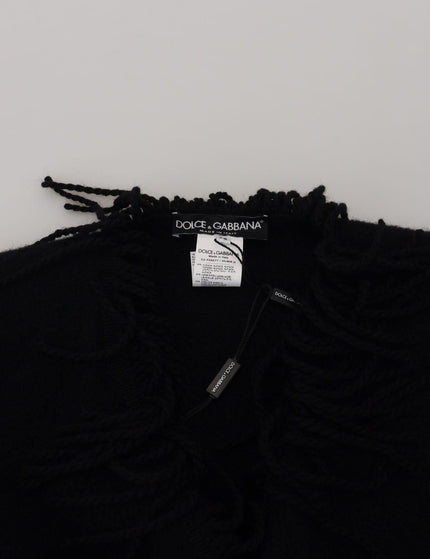 Dolce & Gabbana Black Long Sleeves Fringe Coat Alpaca Jacket - Ellie Belle