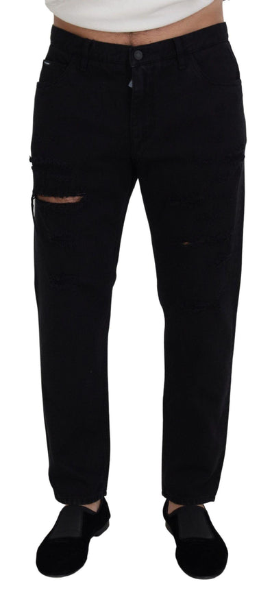 Dolce & Gabbana Black Loose Regular Torn Cotton Jeans - Ellie Belle