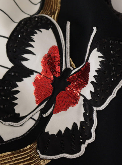 Dolce & Gabbana Black Love Clock Sequined Piano Skirt