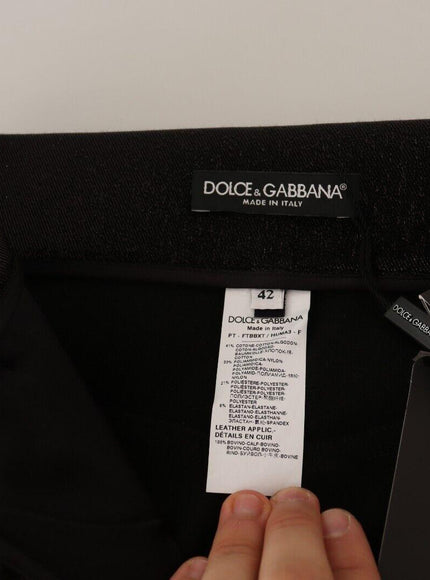 Dolce & Gabbana Black Silver Lurex Thread Cotton Stretch Pants - Ellie Belle