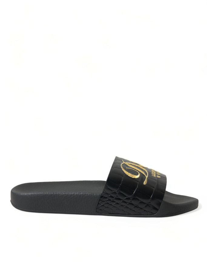 Dolce & Gabbana Black Luxury Hotel Beachwear Sandals Shoes - Ellie Belle