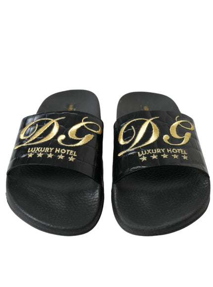Dolce & Gabbana Black Luxury Hotel Beachwear Sandals Shoes - Ellie Belle