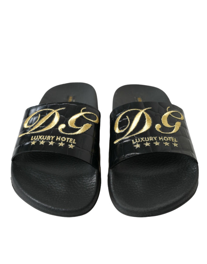 Dolce & Gabbana Black Luxury Hotel Beachwear Sandals Shoes - Ellie Belle