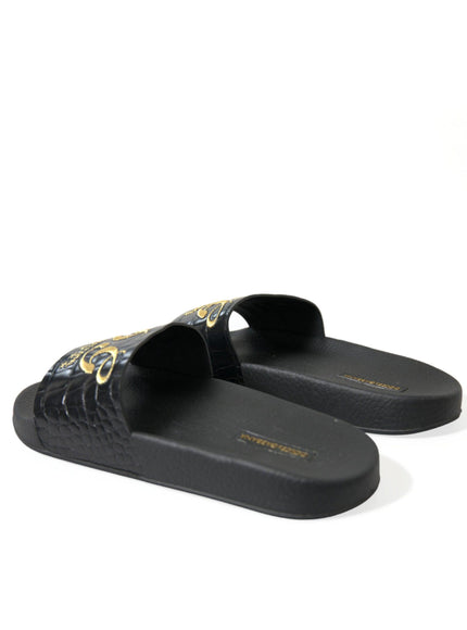 Dolce & Gabbana Black Luxury Hotel Beachwear Sandals Shoes - Ellie Belle