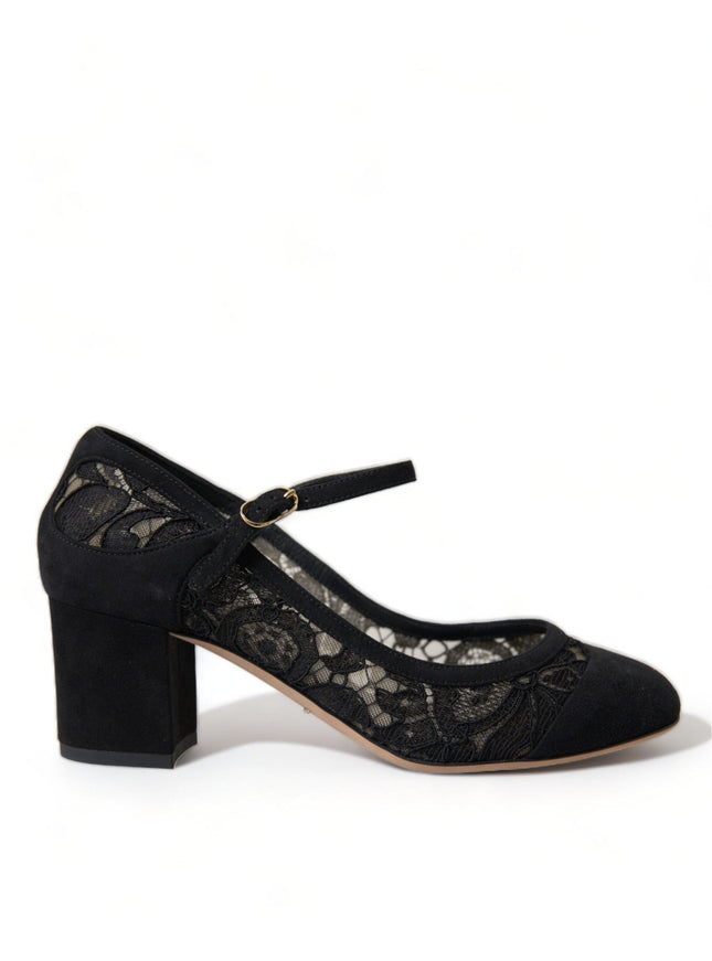 Dolce & Gabbana Black Mary Jane Taormina Lace Pumps Shoes - Ellie Belle