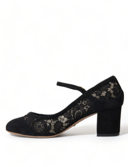 Dolce & Gabbana Black Mary Jane Taormina Lace Pumps Shoes - Ellie Belle