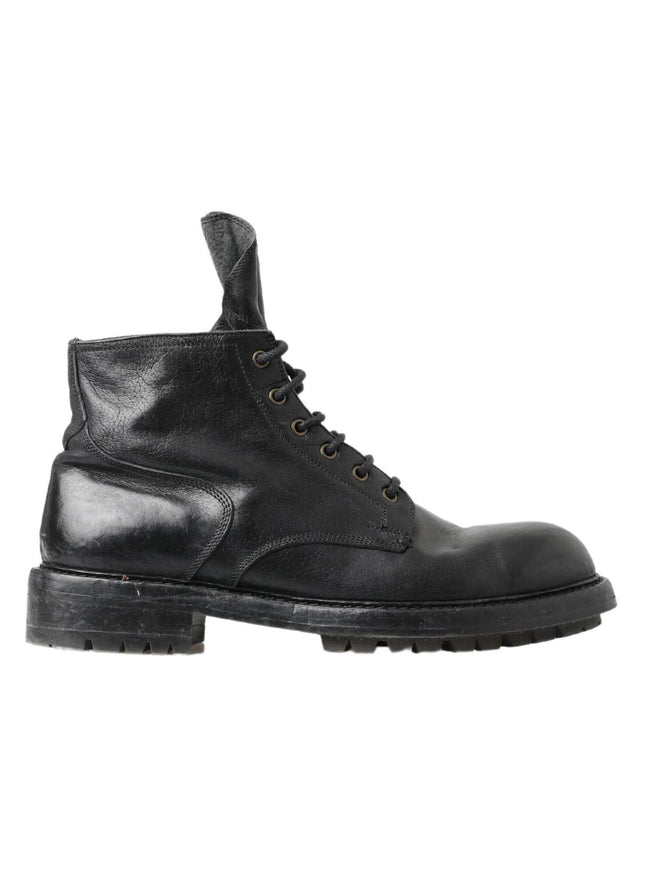 Dolce & Gabbana Black Men Leather Ankle Boots Shoes - Ellie Belle