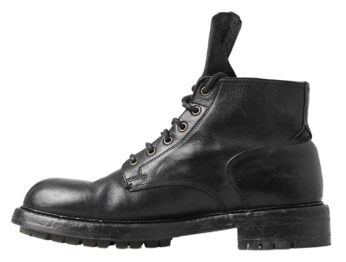 Dolce & Gabbana Black Men Leather Ankle Boots Shoes - Ellie Belle