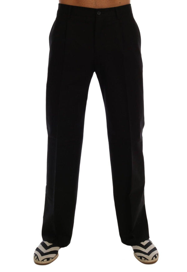 Dolce & Gabbana Black Men Straight Trouser Cotton Pants - Ellie Belle