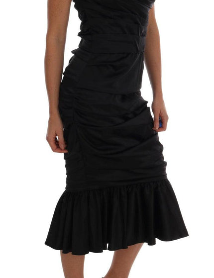 Dolce & Gabbana Black Mermaid Ruched Gown Dress - Ellie Belle