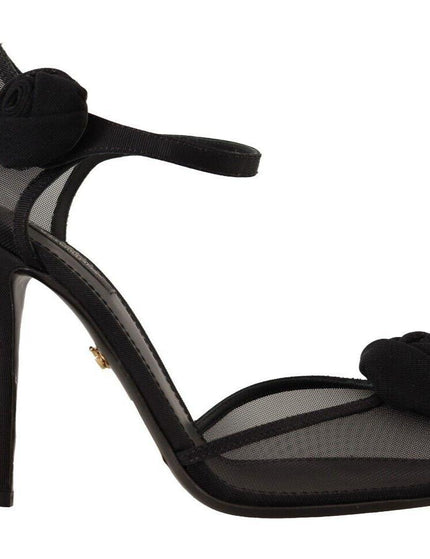 Dolce & Gabbana Black Mesh Ankle Strap High Heels Pumps Shoes - Ellie Belle