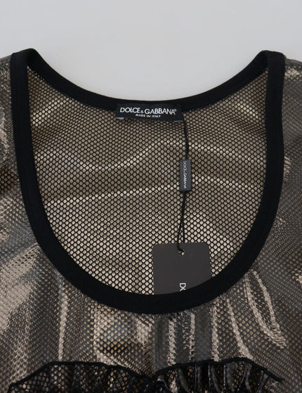 Dolce & Gabbana Black Mesh Sleeveless Nylon Tank Logo Top - Ellie Belle