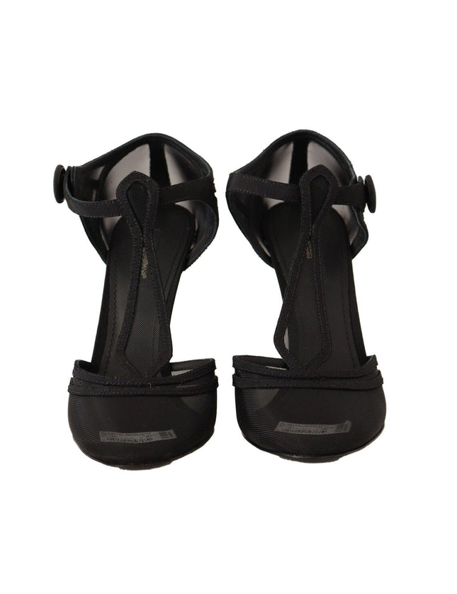 Dolce & Gabbana Black Mesh T-strap Stiletto Heels Pumps Shoes - Ellie Belle