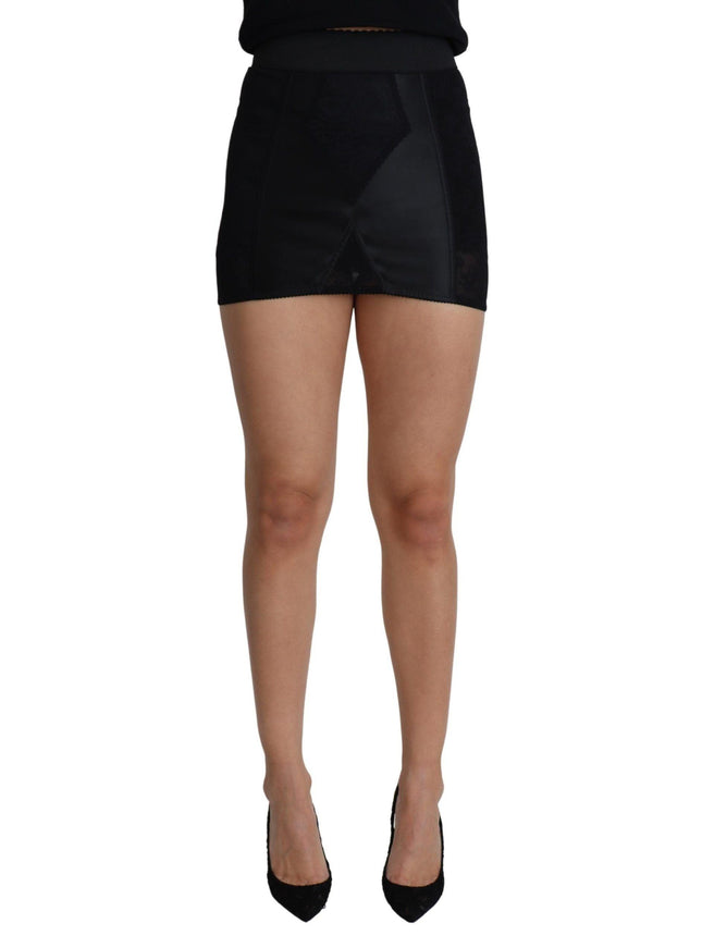 Dolce & Gabbana Black Mini Short Lace Stretch Skirt - Ellie Belle