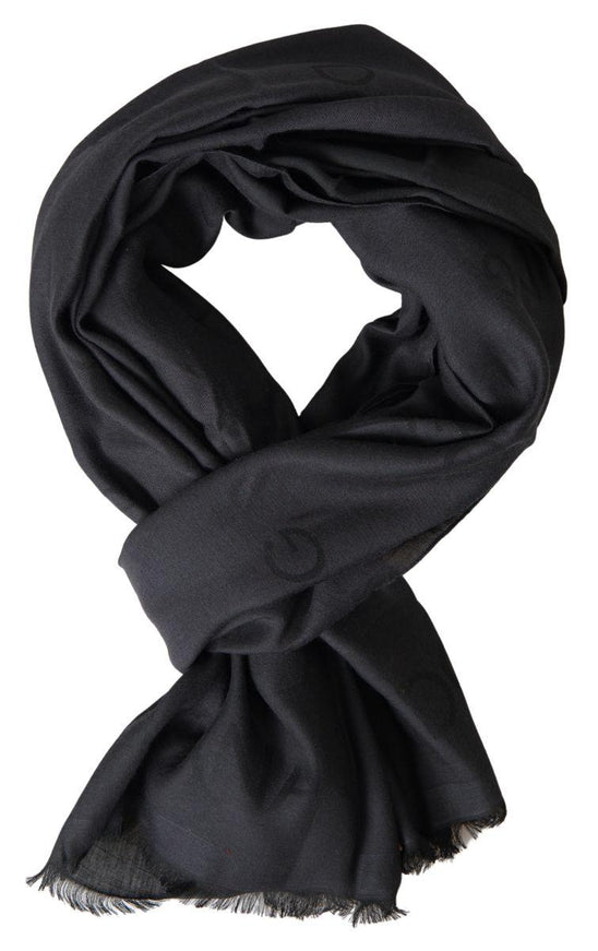 Dolce & Gabbana Black Modal Neck Wrap Shawl Fringe Scarf - Ellie Belle