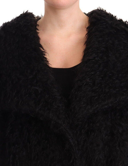 Dolce & Gabbana Black Mohair Fur Cape Trench Coat Jacket - Ellie Belle
