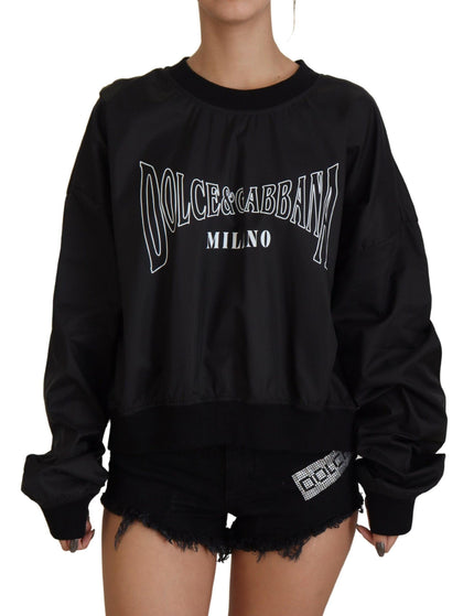 Dolce & Gabbana Black Nylon Crewneck Pullover Logo Sweater - Ellie Belle