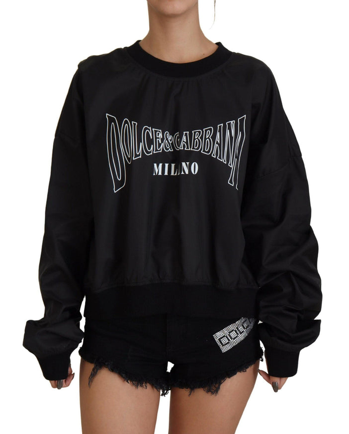 Dolce & Gabbana Black Nylon Crewneck Pullover Logo Sweater - Ellie Belle