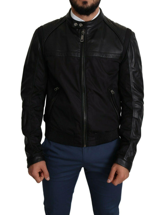 Dolce & Gabbana Black Nylon Full Zip Men Bomber Coat Jacket - Ellie Belle