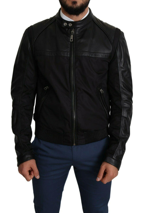 Dolce & Gabbana Black Nylon Full Zip Men Bomber Coat Jacket - Ellie Belle