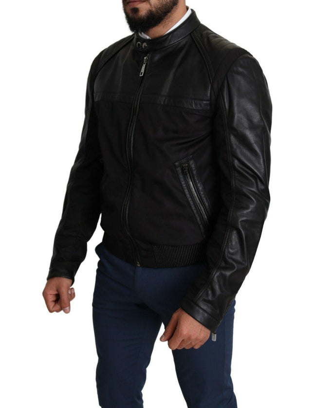 Dolce & Gabbana Black Nylon Full Zip Men Bomber Coat Jacket - Ellie Belle