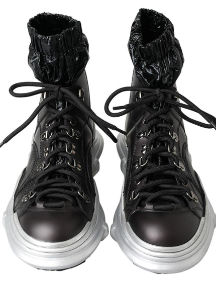 Dolce & Gabbana Black Nylon Galileo High Top Sneakers Shoes - Ellie Belle