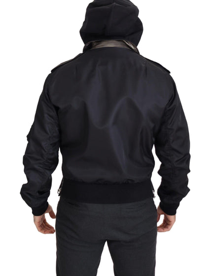 Dolce & Gabbana Black Nylon Hooded Full Zip Men Coat Jacket - Ellie Belle