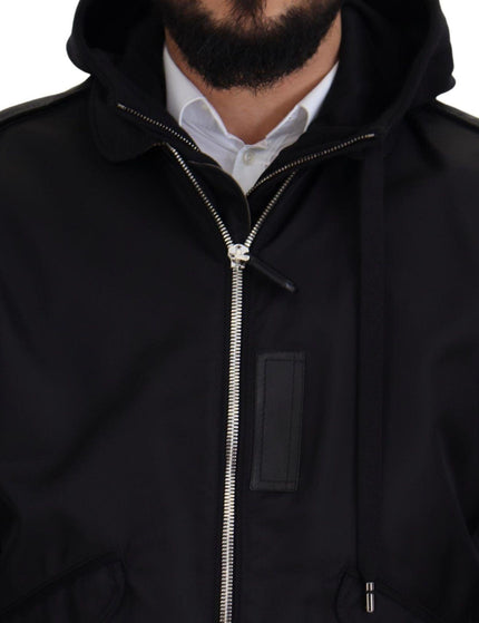 Dolce & Gabbana Black Nylon Hooded Full Zip Men Coat Jacket - Ellie Belle