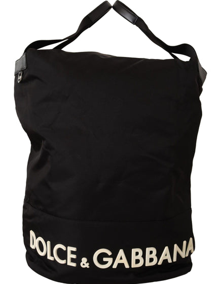 Dolce & Gabbana Black Nylon Leather Travel School Men Tote Bag - Ellie Belle
