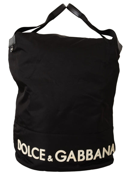 Dolce & Gabbana Black Nylon Leather Travel School Men Tote Bag - Ellie Belle