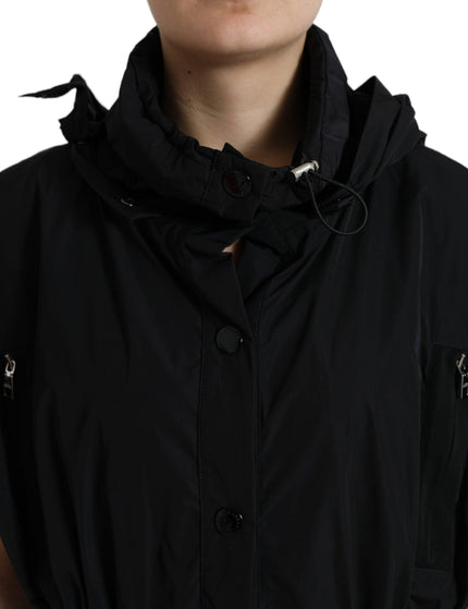 Dolce & Gabbana Black Nylon Short Sleeves Peplum Coat Jacket - Ellie Belle