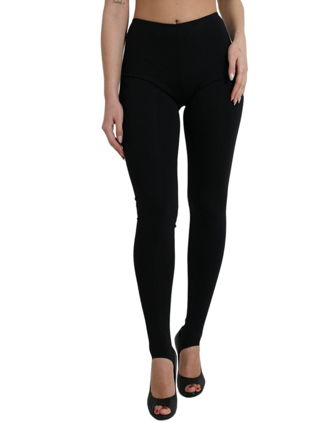 Dolce & Gabbana Black Nylon Stretch Slim Leggings Pants - Ellie Belle