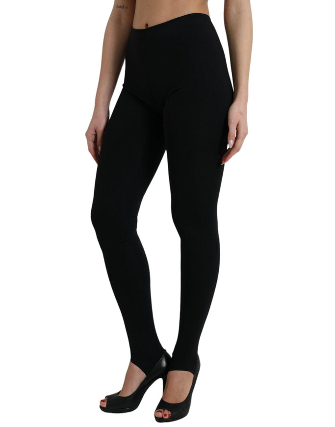 Dolce & Gabbana Black Nylon Stretch Slim Leggings Pants - Ellie Belle