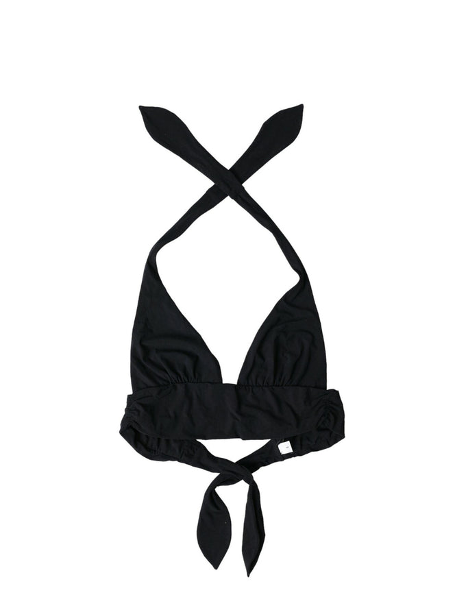 Dolce & Gabbana Black Nylon Stretch Swimwear Halter Top Bikini - Ellie Belle