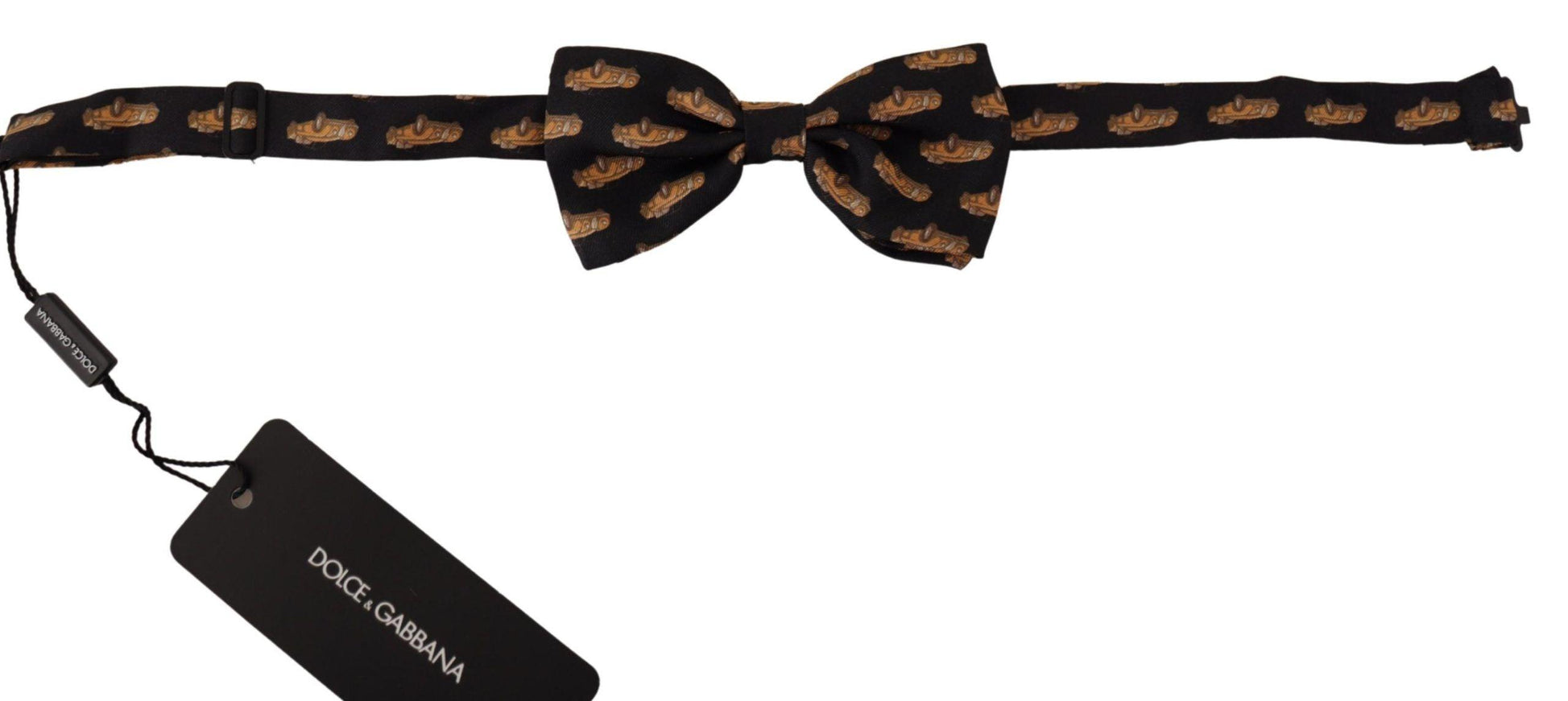 Dolce & Gabbana Black Orange Car print Adjustable Neck Papillon Bow Tie - Ellie Belle