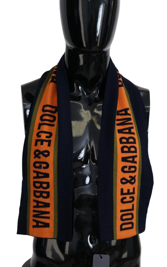 Dolce & Gabbana Black Orange DG Logo Print Wrap Shawl Scarf - Ellie Belle