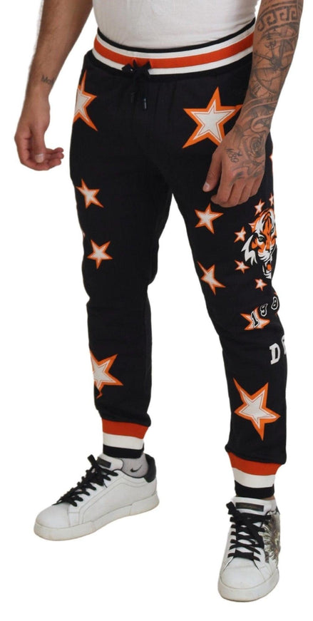 Dolce & Gabbana Black Orange Star Trousers Sport Pants - Ellie Belle