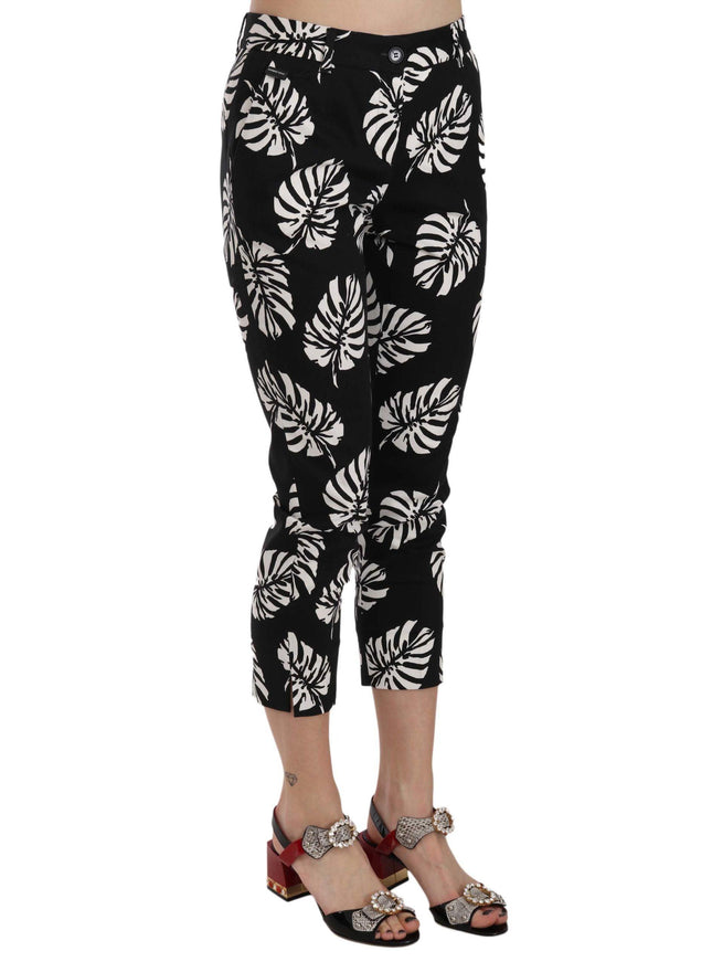 Dolce & Gabbana Black Palm Leaf Print Skinny Pants - Ellie Belle