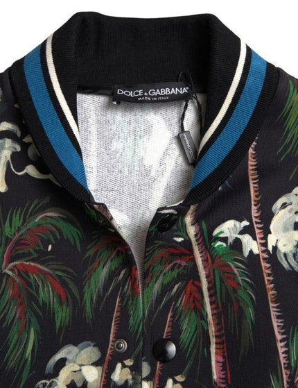 Dolce & Gabbana Black Palm Tree Cotton Full Zip Sweatshirt - Ellie Belle