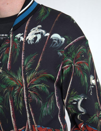 Dolce & Gabbana Black Palm Tree Cotton Full Zip Sweatshirt - Ellie Belle